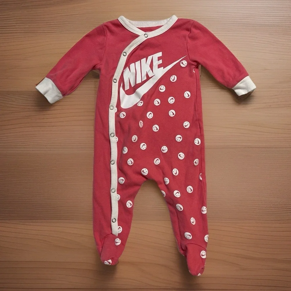 Nike Baby Girl Outfit 6M Pink Sleeper Body Suit One Piece Footies 100% Cotton